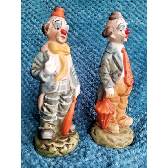 Set Of 2 Vintage Art Mark Porcelain Clown Figurines - Picture 9 of 13